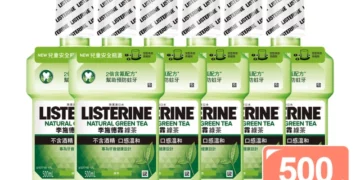 【Listerine 李施德霖】天然綠茶防蛀護齦漱口水_箱購組(500mlx6罐_抗防防護罩)